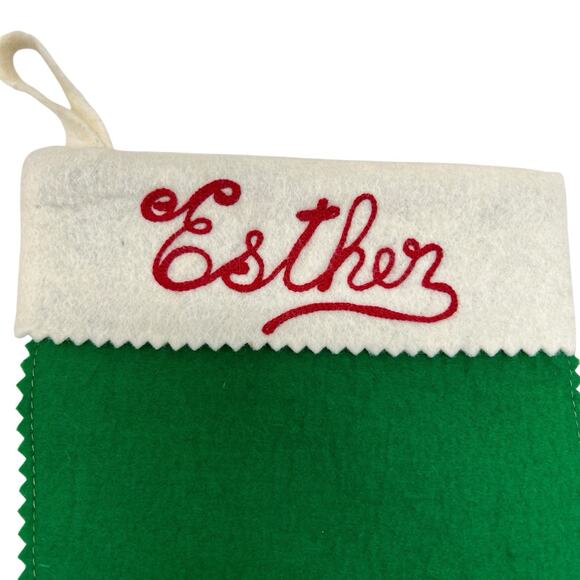 1960s MCM Felt Crewel Christmas Stockings Set of 2 Victorian Lady Gentlemen MONO - Picture 7 of 11